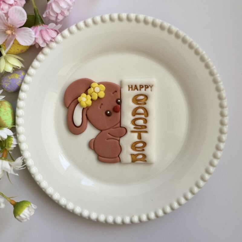 Cute bunny with sign