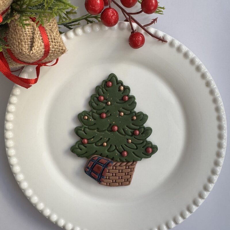 Christmas tree in basket